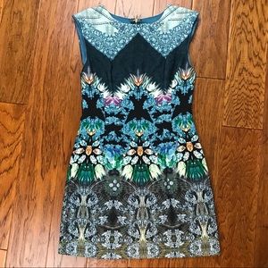 Jondie Jewel & Floral Print Blue Sleeveless Dress